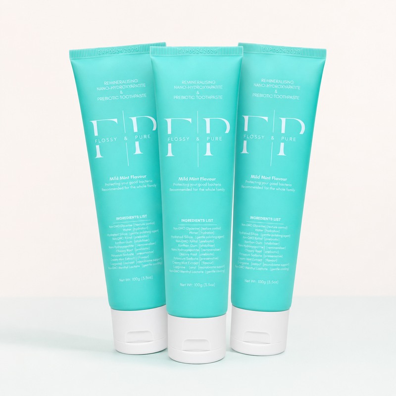 Flossy & Pure fluoride-free nano-hydroxyapatite toothpaste, mild mint, for the whole family